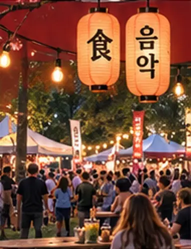 Festivalterrein met lampionnen